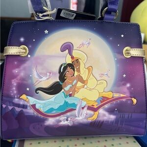 Loungefly Purple and Gold Mini Bag with Whimsical Design